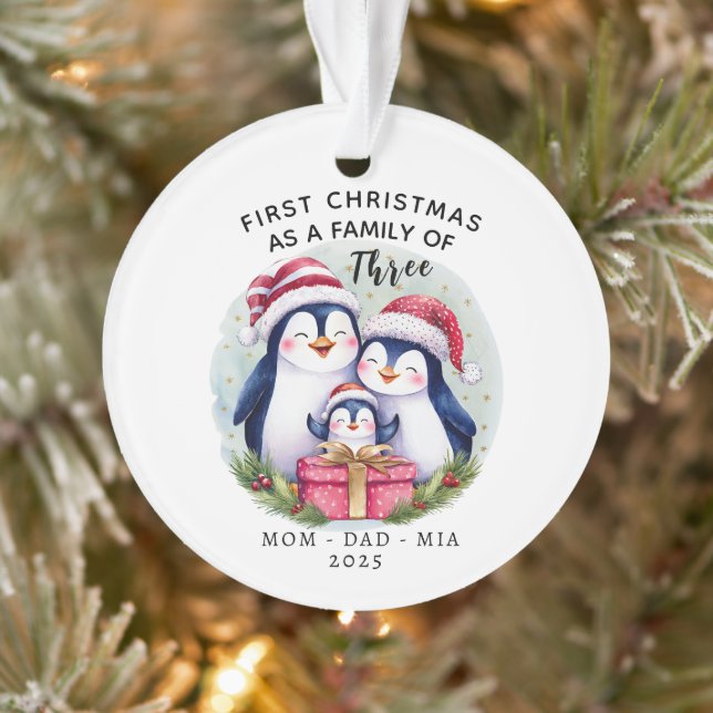 Personalisierte Weihnachten - Drei Familienmitglie Ornament (Baum)
