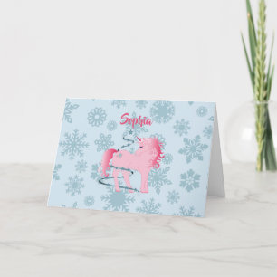Personalisierte Weihnachten Einhorn Rosa Girl Snow