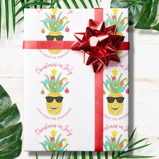 Personalisierte Weihnachten im Juli Ananas Geschenkpapier (Von Creator hochgeladen)