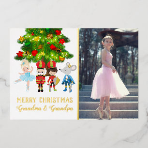 Personalisierte Weihnachten im Nutcracker-Ballett Folien Feiertagskarte