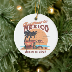Personalisierte Weihnachten in Mexiko Beach Urlaub Keramik Ornament