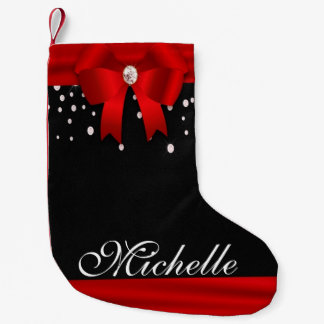 Personalisierte Weihnachten in Rot und Schwarz Kleiner Weihnachtsstrumpf