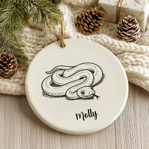 Personalisierte Weihnachten mit Hausschlange Keramik Ornament