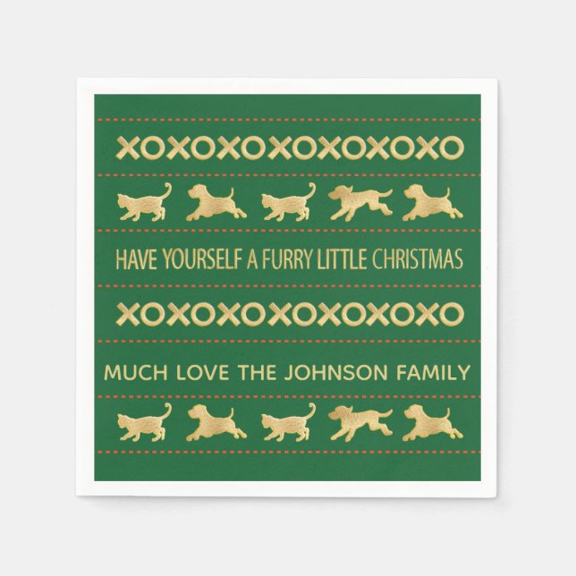 Personalisierte Weihnachten Napkins "Furry Christm Serviette (Vorderseite)