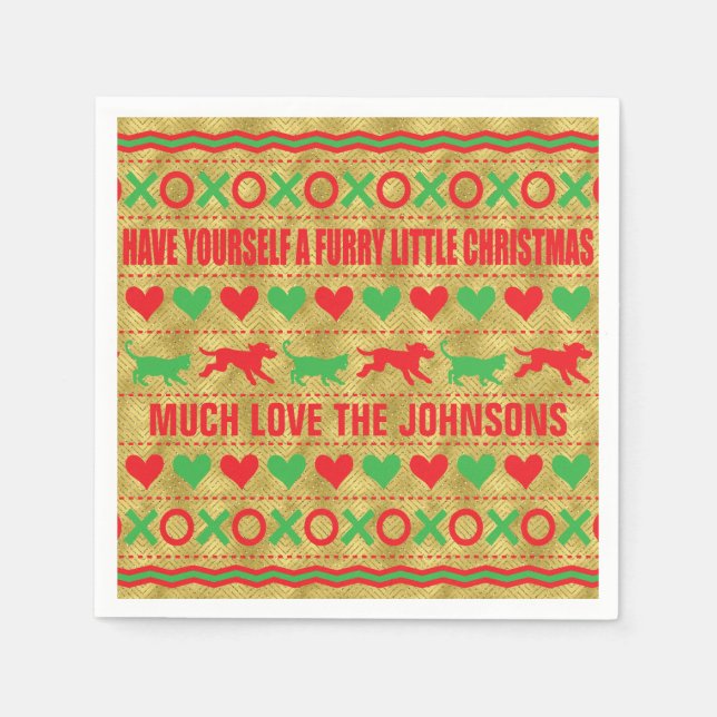 Personalisierte Weihnachten Napkins "FurryChristma Serviette (Vorderseite)