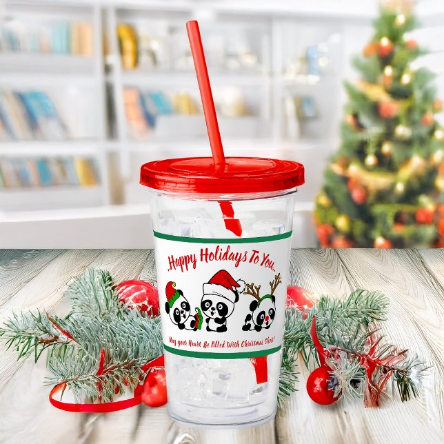 Personalisierte Weihnachten Pandas Acryltrinkbecher (Von Creator hochgeladen)