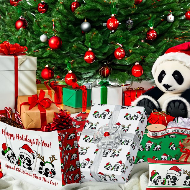 Personalisierte Weihnachten Pandas Große Geschenktüte (Von Creator hochgeladen)