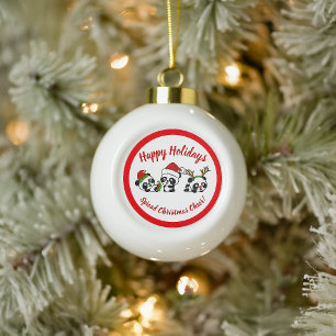 Personalisierte Weihnachten Pandas Keramik Kugel-Ornament
