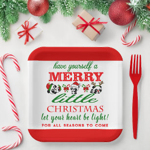 Personalisierte Weihnachten Pandas Pappteller