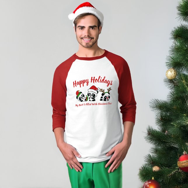 Personalisierte Weihnachten Pandas Raglan Sleeve T-Shirt (Von Creator hochgeladen)
