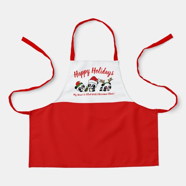 Personalisierte Weihnachten Pandas Schürze (Vorderseite)