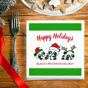 Personalisierte Weihnachten Pandas Serviette