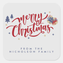 Personalisierte Weihnachten Quadratischer Aufkleber
