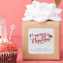 Personalisierte Weihnachten Quadratischer Aufkleber