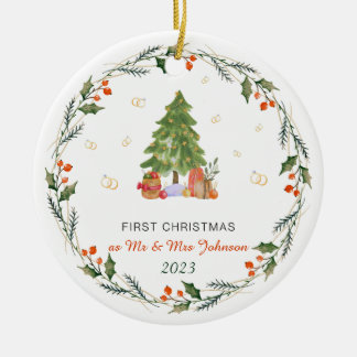 Personalisierte Weihnachten Verheiratet Keramik Ornament