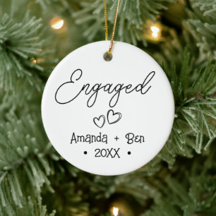 Personalisierte Weihnachten Verlobt Keramik Ornament