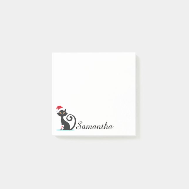 Personalisierte Weihnachts-Black Cat Post-It-Notes Post-it Klebezettel (Vorderseite)