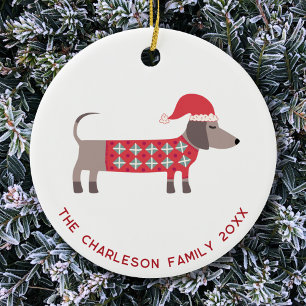 Personalisierte Weihnachts-Dackel Dog Spaß Keramik Ornament