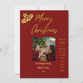 Personalisierte Weihnachts-Foto-Karte für Paare Ro Feiertagskarte
