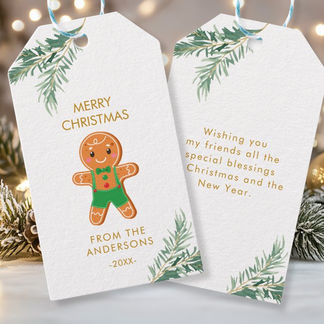 Personalisierte Weihnachts- Geschenkanhänger (Merry Christmas, Gingerbread Cookie Favor Tag with your name & greetings. )