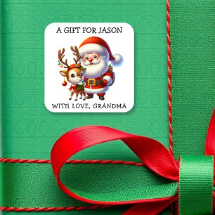 Personalisierte Weihnachts-Geschenkanhänger Quadratischer Aufkleber