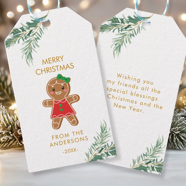 Personalisierte Weihnachts- GeschenkŌ Geschenkanhänger (Merry Christmas, Gingerbread - Girl - Cookie, Favor Tags.)