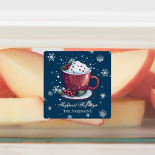 Personalisierte Weihnachts-Heiße-Schokolade-Blau-B Etiketten