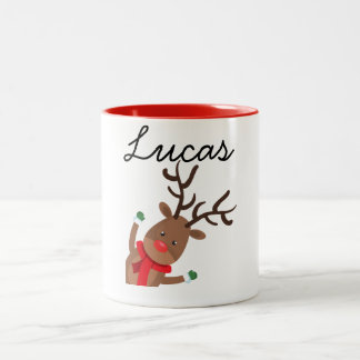 Personalisierte Weihnachts-Hirsch-Weihnachtsfeier  Zweifarbige Tasse