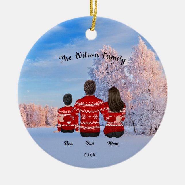 Personalisierte Weihnachts-Mama Vater-Familie Keramik Ornament (Vorne)