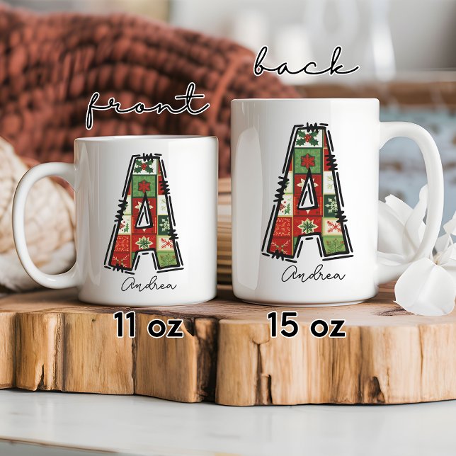 Personalisierte Weihnachts-Monogramm-Tasse, Cowork Kaffeetasse (Christmas monogram mug, initial name mug, custom name mug, personalized name mug, holiday gift mug,)