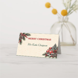 Personalisierte Weihnachts-Namensplatzkarte im Far Platzkarte