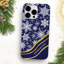 Personalisierte Weihnachts-Navy Blue-Gold-Schneefl