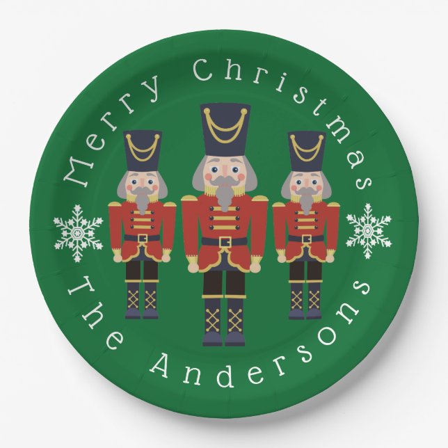 Personalisierte Weihnachts-Nussknacker Pappteller (Vorderseite)