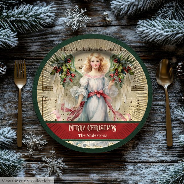 Personalisierte Weihnachts-Papierplatten Engel-Fei Pappteller (Personalized Holiday Paper Plates Angel Celebration)