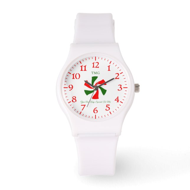 Personalisierte Weihnachts Peppermint Candy Armbanduhr (Vorderseite)