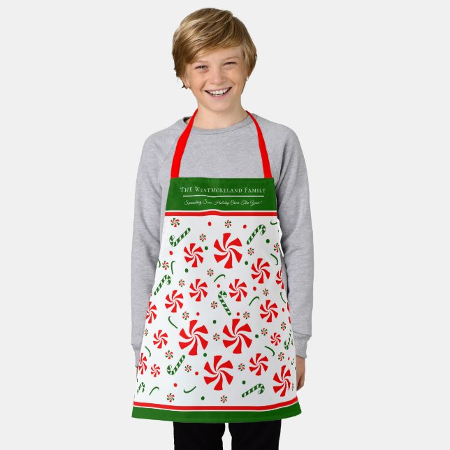 Personalisierte Weihnachts Peppermint Candy Schürze (Getragen)