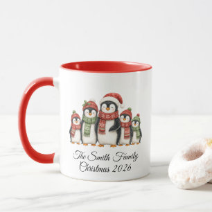 Personalisierte Weihnachts-Pinguin-Familie Tasse