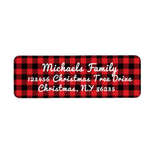 Personalisierte Weihnachts-Rot-Kariert-Adressbezei