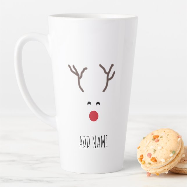 Personalisierte Weihnachts-Rote Nase Reindeer Whit Milchtasse (Beispiel)