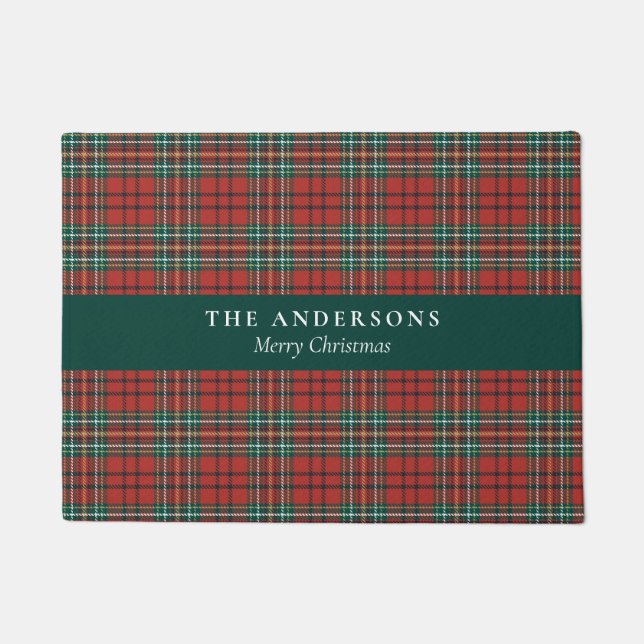 Personalisierte Weihnachts-Tartan-Karodecke Willko Fußmatte (Vorderseite)
