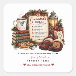 Personalisierte Weihnachts- und Neujahrskarte für  Quadratischer Aufkleber