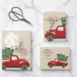 Personalisierte Weihnachts-Vintage LKW-Wrapping-Wr Geschenkpapier Set