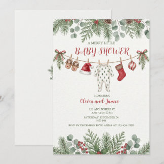 Personalisierte Weihnachts-Wäscheleine Baby Shower Einladung