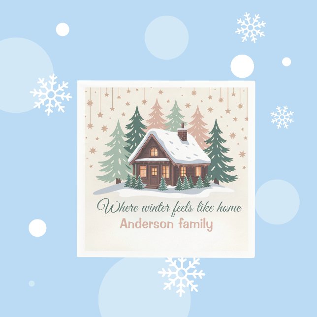 Personalisierte Weihnachts-Winterhütte Serviette (Von Creator hochgeladen)