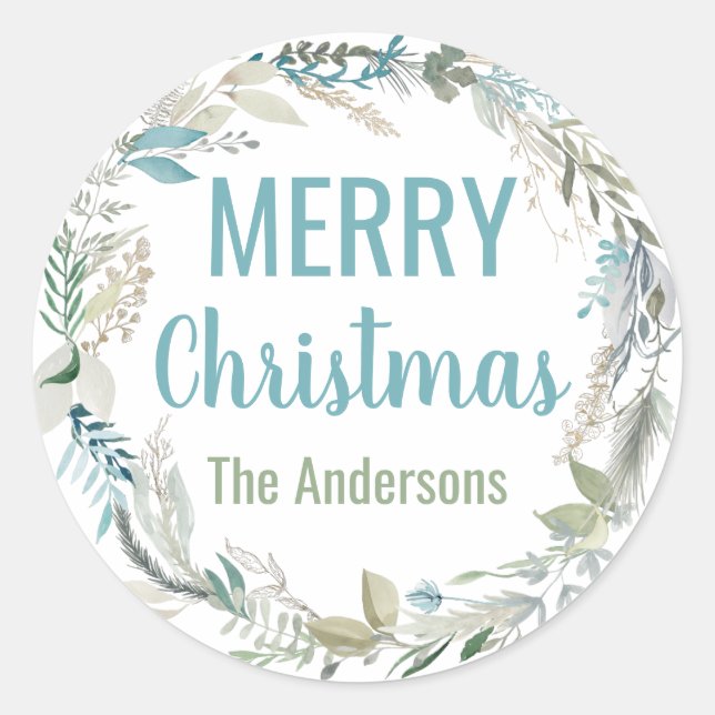 Personalisierte Weihnachtsaufkleber Elegant Umschl Runder Aufkleber (Vorderseite)