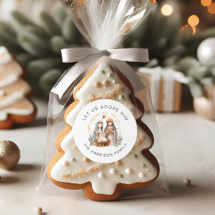 Personalisierte Weihnachtsaufkleber für religiöse  Runder Aufkleber