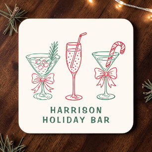 Personalisierte Weihnachtsbar Rechteckiger Pappuntersetzer