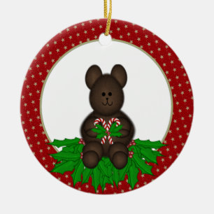 Personalisierte Weihnachtsbärn-Verzierung Keramikornament
