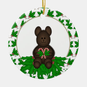 Personalisierte Weihnachtsbärn-Verzierung Keramikornament
