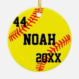 Personalisierte Weihnachtsbaseballschmuck Keramik Ornament